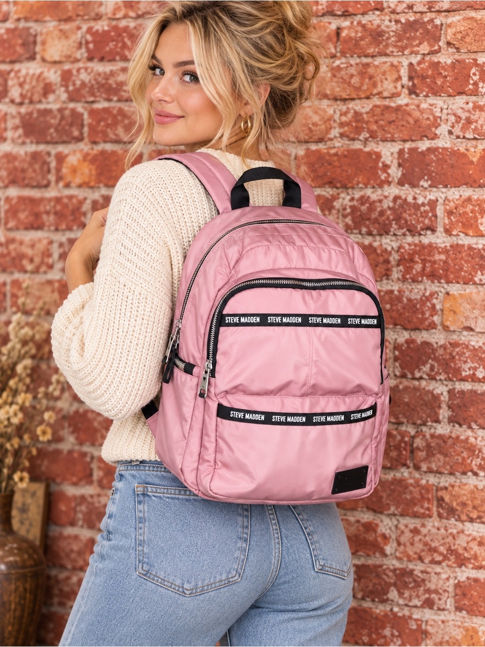 Steve Madden Pink Nylon Mini Force Backpack